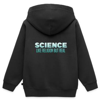 Athéisme - Sweat Premium à capuche zippé enfant bio - noir - Dos - AI Model Kid Male (0cm)