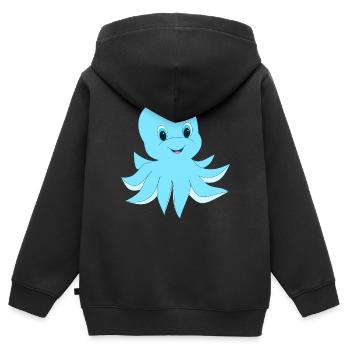 calmars bébé - Sweat Premium à capuche zippé enfant bio - noir - Dos - AI Model Kid Male (0cm)