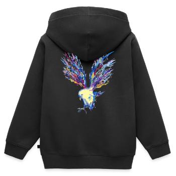 Color Bird - Kinder Premium Organic Zip Hoodie - Schwarz - Hinten - AI Model Kid Male (0cm)