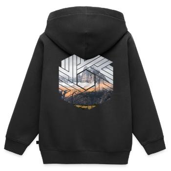 Hexagone des Dolomites des Trois-Pics - Sweat Premium à capuche zippé enfant bio - noir - Dos - AI Model Kid Male (0cm)