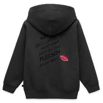 Fleisch nicht wert - Kinder Premium Organic Zip Hoodie - Schwarz - Hinten - AI Model Kid Male (0cm)