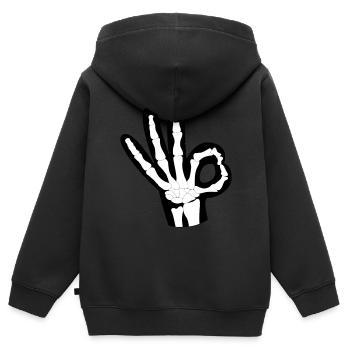 OK les os - Sweat Premium à capuche zippé enfant bio - noir - Dos - AI Model Kid Male (0cm)