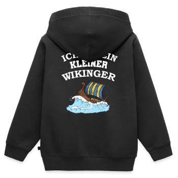 Ich bin ein kleiner Wikinger Boot mit Wellen - Kinder Premium Organic Zip Hoodie - Schwarz - Hinten - AI Model Kid Male (0cm)