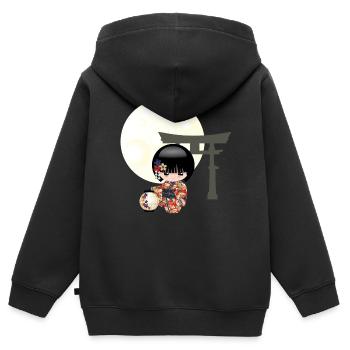full moon - Kinder Premium Organic Zip Hoodie - Schwarz - Hinten - AI Model Kid Male (0cm)