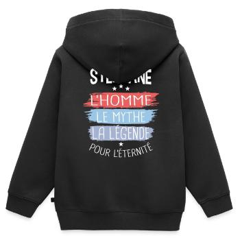 Stéphane l'homme le mythe la légende - Sweat Premium à capuche zippé enfant bio - noir - Dos - AI Model Kid Male (0cm)