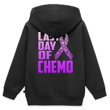 Letzter Tag von Chemo Cancer Survivor - Funny Chemo - Kinder Premium Organic Zip Hoodie - Schwarz - Hinten - AI Model Kid Male (0cm)