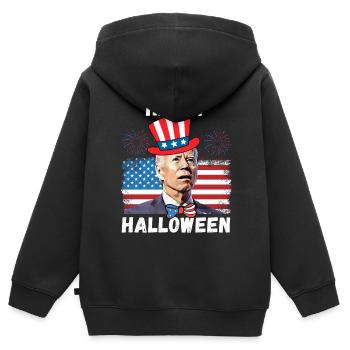 Biden benommen, fröhlich 4. von euch - Kinder Premium Organic Zip Hoodie - Schwarz - Hinten - AI Model Kid Male (0cm)