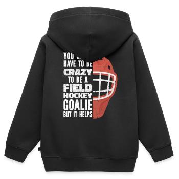 Verrückter Feldhockey-Torwart - Kinder Premium Organic Zip Hoodie - Schwarz - Hinten - AI Model Kid Male (0cm)