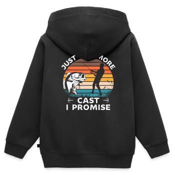 Nur noch ein Cast ich verspreche lustiges Bassfischen - Kinder Premium Organic Zip Hoodie - Schwarz - Hinten - AI Model Kid Male (0cm)