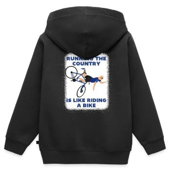 Das Land zu laufen ist wie Fahrrad fahren, lustig - Kinder Premium Organic Zip Hoodie - Schwarz - Hinten - AI Model Kid Male (0cm)