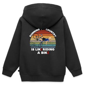 Das Land zu laufen ist wie Fahrrad fahren, lustig - Kinder Premium Organic Zip Hoodie - Schwarz - Hinten - AI Model Kid Male (0cm)