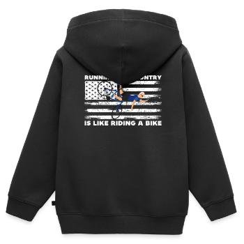 Das Land zu laufen ist wie Fahrrad fahren, lustig - Kinder Premium Organic Zip Hoodie - Schwarz - Hinten - AI Model Kid Male (0cm)