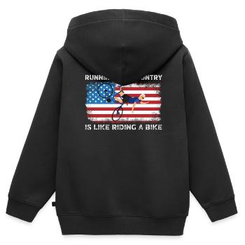 Das Land zu laufen ist wie Fahrrad fahren, lustig - Kinder Premium Organic Zip Hoodie - Schwarz - Hinten - AI Model Kid Male (0cm)