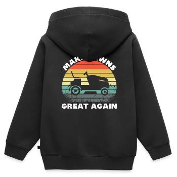 Rasen wieder toll machen - Kinder Premium Organic Zip Hoodie - Schwarz - Hinten - AI Model Kid Male (0cm)