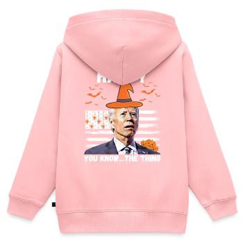 Happy you know the thing funny halloween Biden - Kids Premium Organic Zip-up Hoodie - rose - Back - AI Model Kid Female (0cm)