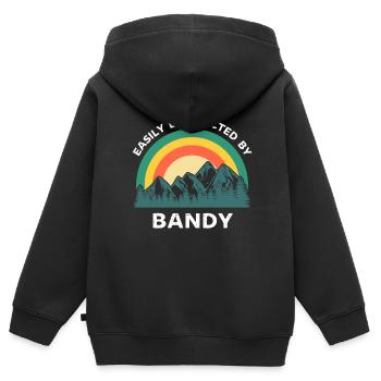 Facilement distrait par Bandy - Sweat Premium à capuche zippé enfant bio - noir - Dos - AI Model Kid Male (0cm)
