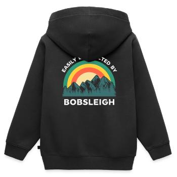 Facilement distrait par le bobsleigh - Sweat Premium à capuche zippé enfant bio - noir - Dos - AI Model Kid Male (0cm)