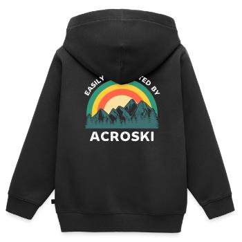 Facilement distrait par Acroski - Sweat Premium à capuche zippé enfant bio - noir - Dos - AI Model Kid Male (0cm)