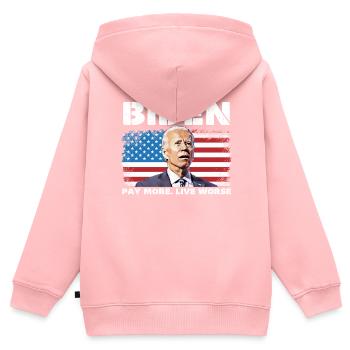 Biden paie plus vivre pire - Sweat Premium à capuche zippé enfant bio - rose - Dos - AI Model Kid Female (0cm)