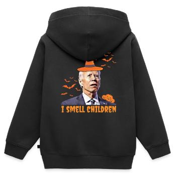 Biden Halloween , Ich rieche Kinder, Republikaner - Kinder Premium Organic Zip Hoodie - Schwarz - Hinten - AI Model Kid Male (0cm)