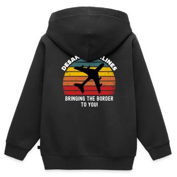 Desantis Airlines, Vous apporter la frontière, - Sweat Premium à capuche zippé enfant bio - noir - Dos - AI Model Kid Male (0cm)