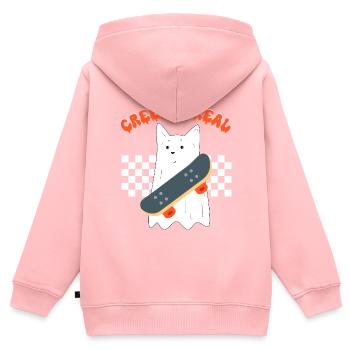 Creep it real, funny ghost cat, halloween costume - Kids Premium Organic Zip-up Hoodie - rose - Back - AI Model Kid Female (0cm)