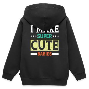 Vatertag Papa Papa Papa - Kinder Premium Organic Zip Hoodie - Schwarz - Hinten - AI Model Kid Male (0cm)