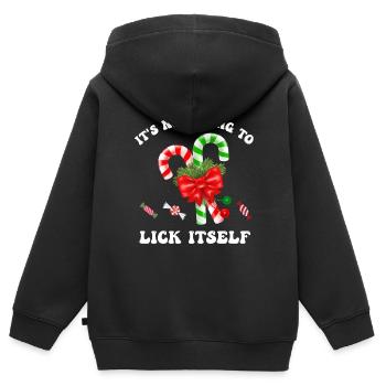Ça ne va pas se lécher T-shirt, drôle - Sweat Premium à capuche zippé enfant bio - noir - Dos - AI Model Kid Male (0cm)