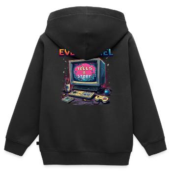 Every Pixel Tells a Story - Retro Gaming - Kinder Premium Organic Zip Hoodie - Schwarz - Hinten - AI Model Kid Male (0cm)