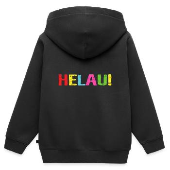 Helau Schrift Aufschrift - Kinder Premium Organic Zip Hoodie - Schwarz - Hinten - AI Model Kid Male (0cm)