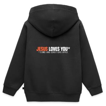 Atheismus Sprüche | Atheisten Atheist Geschenkidee - Kinder Premium Organic Zip Hoodie - Schwarz - Hinten - AI Model Kid Male (0cm)