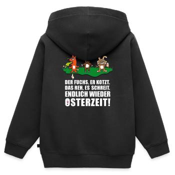 Osterzeit | Ostern | Osterhase | Osterei Reh Fuchs - Kinder Premium Organic Zip Hoodie - Schwarz - Hinten - AI Model Kid Male (0cm)
