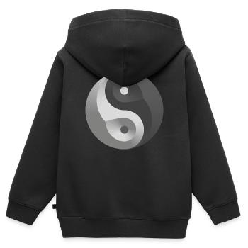 Yin Yang - Sweat Premium à capuche zippé enfant bio - noir - Dos - AI Model Kid Male (0cm)