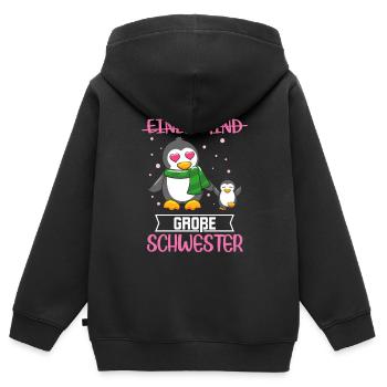 Nachwuchs Große Schwester - Kinder Premium Organic Zip Hoodie - Schwarz - Hinten - AI Model Kid Male (0cm)