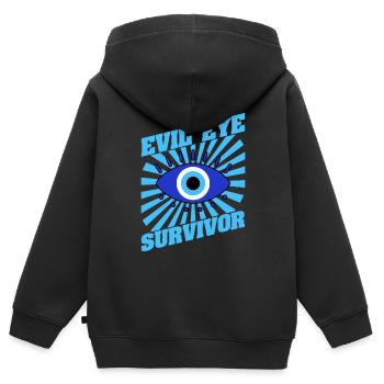 Nazar La protection des mauvais yeux pour les Ein grecs - Sweat Premium à capuche zippé enfant bio - noir - Dos - AI Model Kid Male (0cm)