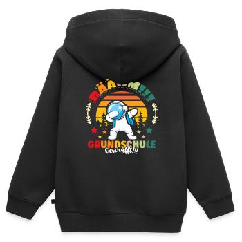 Bäähm Grundschule geschafft! - Kinder Premium Organic Zip Hoodie - Schwarz - Hinten - AI Model Kid Male (0cm)