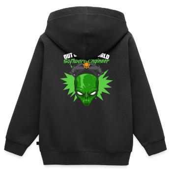 Nicht von dieser Welt Lustiger Alien-Gläubiger für - Kinder Premium Organic Zip Hoodie - Schwarz - Hinten - AI Model Kid Male (0cm)
