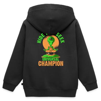 Hide and search Champ Funny - Kids Premium Organic Zip-up Hoodie - black - Back - AI Model Kid Male (0cm)