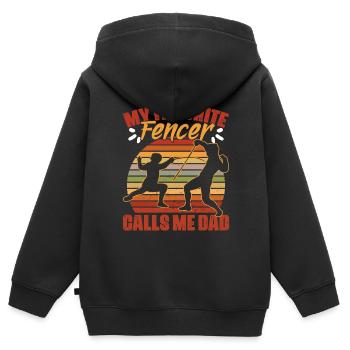 Mon humour de combat à l’épée préféré pour - Sweat Premium à capuche zippé enfant bio - noir - Dos - AI Model Kid Male (0cm)