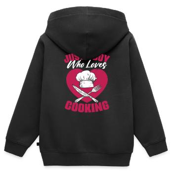 Juste un garçon qui aime cuisiner une cuisine drôle - Sweat Premium à capuche zippé enfant bio - noir - Dos - AI Model Kid Male (0cm)