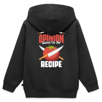 Votre opinion n’était pas dans la recette — Drôle - Sweat Premium à capuche zippé enfant bio - noir - Dos - AI Model Kid Male (0cm)