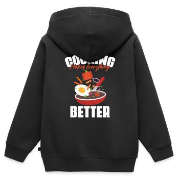 Lustige Kochkünste für Chefkoch, professioneller - Kinder Premium Organic Zip Hoodie - Schwarz - Hinten - AI Model Kid Male (0cm)