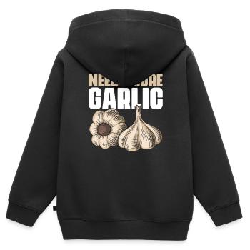 Needs More Knoblauch Lustiger Kochkunst-Humor für - Kinder Premium Organic Zip Hoodie - Schwarz - Hinten - AI Model Kid Male (0cm)