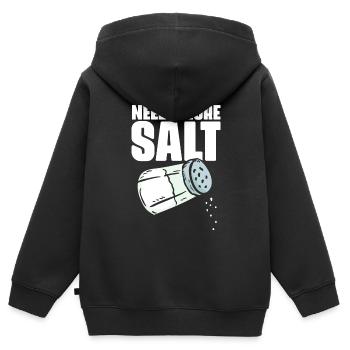 Needs More Salt Lustiger Kochkunst-Humor für - Kinder Premium Organic Zip Hoodie - Schwarz - Hinten - AI Model Kid Male (0cm)