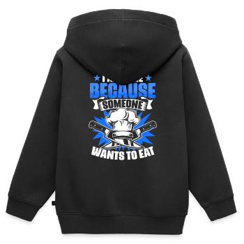 Ich bin hier Lustiges professionelles Kochen für - Kinder Premium Organic Zip Hoodie - Schwarz - Hinten - AI Model Kid Male (0cm)