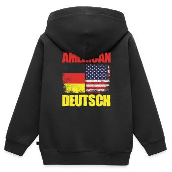 Patriotic American German drapeau américain pour - Sweat Premium à capuche zippé enfant bio - noir - Dos - AI Model Kid Male (0cm)