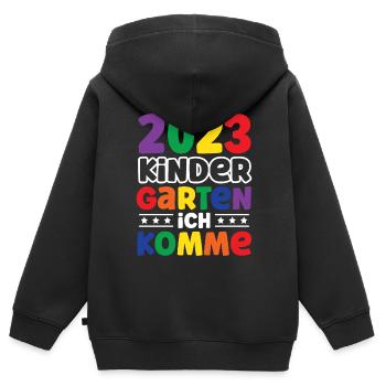 Kindergarten ich Komme - Kinder Premium Organic Zip Hoodie - Schwarz - Hinten - AI Model Kid Male (0cm)