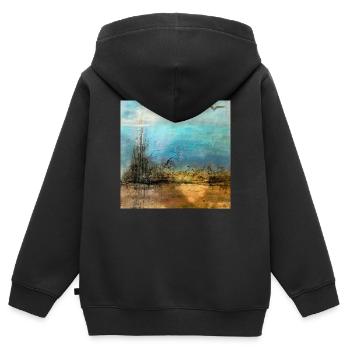 LE DESERT - Sweat Premium à capuche zippé enfant bio - noir - Dos - AI Model Kid Male (0cm)