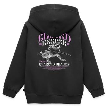 Bearded Dragon Pogona Bearded Dragons - Kids Premium Organic Zip-up Hoodie - black - Back - AI Model Kid Male (0cm)