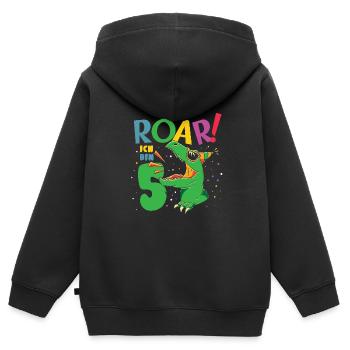 Kinder Geburtstag 5 Jahre Dinosaurier Dino - Kinder Premium Organic Zip Hoodie - Schwarz - Hinten - AI Model Kid Male (0cm)